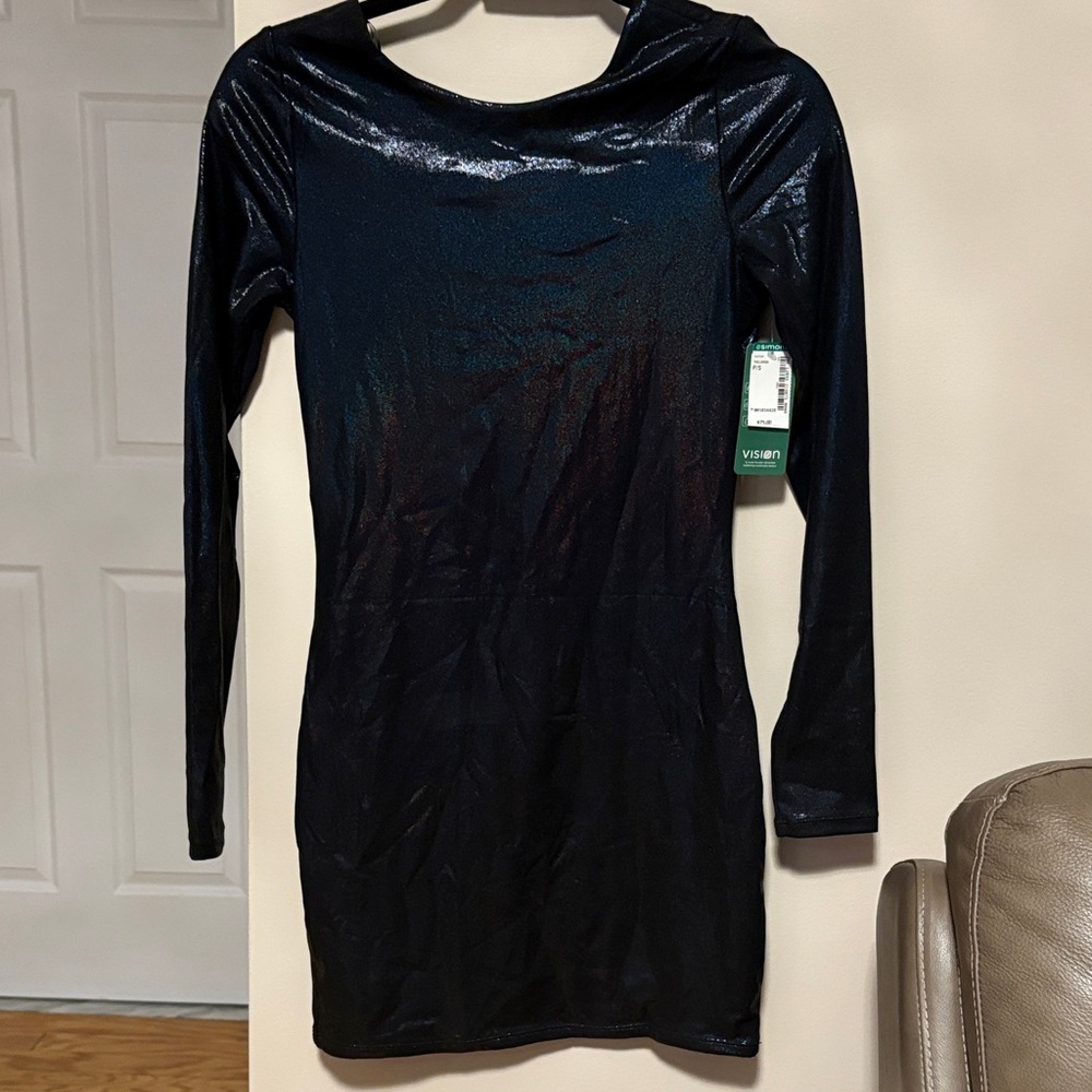 Icône brand, Midnight Blue Shimmer Long Sleeve Dress